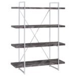 GRIMMA 63-INCH 4-SHELF BOOKSHELF RUSTIC GREY AND CHROME