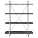 GRIMMA 63-INCH 4-SHELF BOOKSHELF RUSTIC GREY AND CHROME - Image 3
