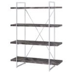 GRIMMA 63-INCH 4-SHELF BOOKSHELF RUSTIC GREY AND CHROME - Image 4