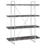 GRIMMA 63-INCH 4-SHELF BOOKSHELF RUSTIC GREY AND CHROME - Image 6