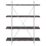 GRIMMA 63-INCH 4-SHELF BOOKSHELF RUSTIC GREY AND CHROME - Image 7