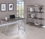 GRIMMA 63-INCH 4-SHELF BOOKSHELF RUSTIC GREY AND CHROME - Image 11