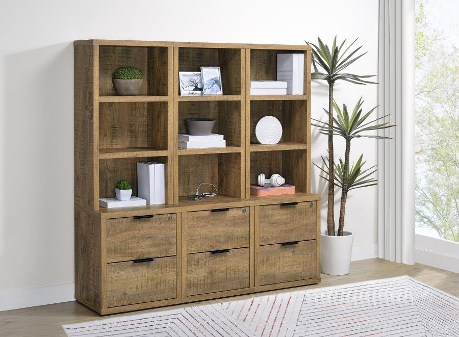 802693-S3_01x900.jpg WESTPARK 3-PIECE WALL UNIT BOOKCASE SET WITH USB MANGO - Image 1