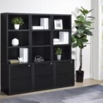 WESTPARK 3-PIECE WALL UNIT BOOKCASE SET WITH USB BLACK