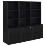 WESTPARK 3-PIECE WALL UNIT BOOKCASE SET WITH USB BLACK - Image 2