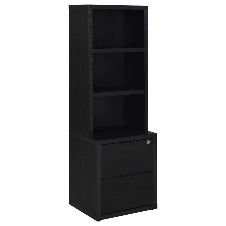 802703_02x900.jpg WESTPARK 3-SHELF BOOKCASE USB AND LOCKABLE DRAWER BLACK - Image 1