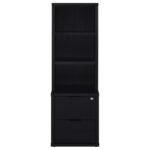 WESTPARK 3-SHELF BOOKCASE USB AND LOCKABLE DRAWER BLACK - Image 4