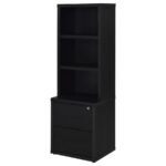 WESTPARK 3-SHELF BOOKCASE USB AND LOCKABLE DRAWER BLACK - Image 5