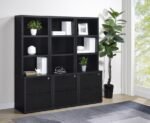 WESTPARK 3-SHELF BOOKCASE USB AND LOCKABLE DRAWER BLACK - Image 12