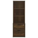 WESTPARK 3-SHELF BOOKCASE USB AND LOCKABLE DRAWER DARK PINE - Image 4