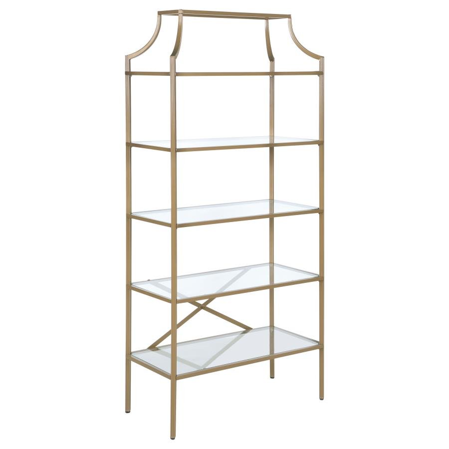 804393_02x900.jpg SERENA 70-INCH 5-SHELF GLASS BOOKSHELF GOLD - Image 1