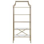 SERENA 70-INCH 5-SHELF GLASS BOOKSHELF GOLD - Image 3