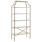 SERENA 70-INCH 5-SHELF GLASS BOOKSHELF GOLD - Image 5