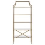 SERENA 70-INCH 5-SHELF GLASS BOOKSHELF GOLD - Image 6