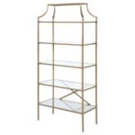 SERENA 70-INCH 5-SHELF GLASS BOOKSHELF GOLD - Image 7
