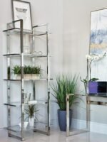 HARTFORD 79-INCH 5-SHELF GLASS BOOKSHELF CHROME - Image 2
