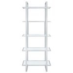 HARTFORD 79-INCH 5-SHELF GLASS BOOKSHELF CHROME - Image 3