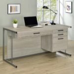 LOOMIS 60-INCH 4-DRAWER COMPUTER DESK WHITEWASHED GREY - Image 2
