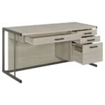 LOOMIS 60-INCH 4-DRAWER COMPUTER DESK WHITEWASHED GREY - Image 3