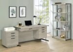 LOOMIS 60-INCH 4-DRAWER COMPUTER DESK WHITEWASHED GREY - Image 12