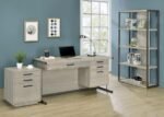 LOOMIS 72-INCH 4-SHELF BOOKSHELF WHITEWASHED GREY - Image 10