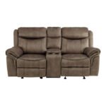 8206NF-2 Double Glider Reclining Love Seat with Center Console, Receptacles and USB Ports