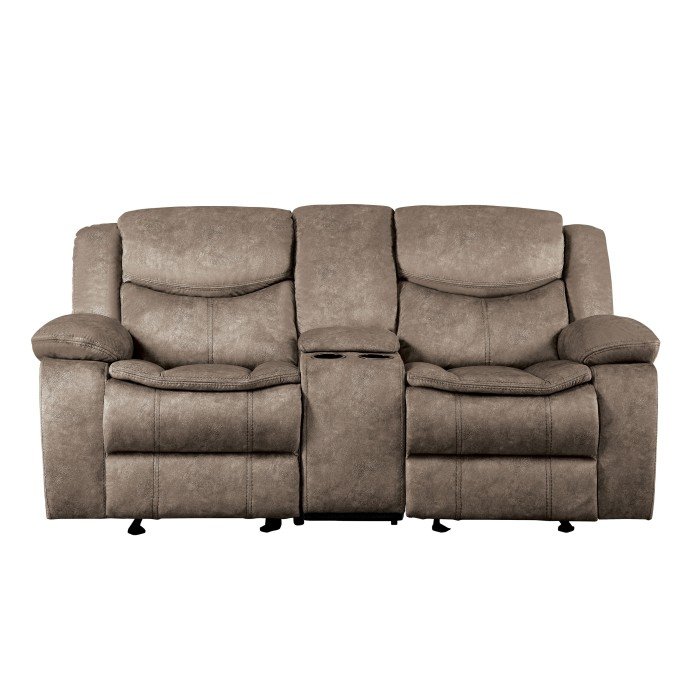 8230FBR2_noBG_front__l.jpg 8230FBR-2 Double Glider Reclining Love Seat with Center Console - Image 1