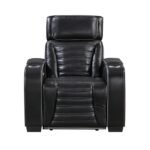 8344BLK-1PWHM Power Reclining Chair with Power Headrest, Cup holder, Storage Arms(Top and Side), Air Massage, Heat, LED Lighting and Charging Ports