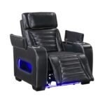 8344BLK-1PWHM Power Reclining Chair with Power Headrest, Cup holder, Storage Arms(Top and Side), Air Massage, Heat, LED Lighting and Charging Ports - Image 7