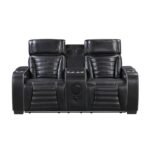 8344BLK-2PWHM Power Double Reclining Love Seat with Center Console, Power Headrests, Storage Arms(Top and Side) ,Cup Holders, Wireless speakers with Sub-Woofer, Air Massage, Heat, LED Lighting and Charging Ports