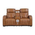 8344BRW-2PWHM Power Double Reclining Love Seat with Center Console, Power Headrests, Storage Arms(Top and Side) ,Cup Holders, Wireless speakers with Sub-Woofer, Air Massage, Heat, LED Lighting and Charging Ports