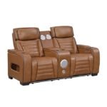 8344BRW-2PWHM Power Double Reclining Love Seat with Center Console, Power Headrests, Storage Arms(Top and Side) ,Cup Holders, Wireless speakers with Sub-Woofer, Air Massage, Heat, LED Lighting and Charging Ports - Image 2