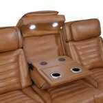 8344BRW-3PWHM Power Double Reclining Sofa with Center Drop-Down Cup Holders, Power Headrests,? Storage Arms(Top and Side) ,Cup holders, Reading Lights, Wireless Charger, Air Massage, Heat,? LED Lighting and Charging Ports - Image 6