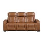 8344BRW-3PWHM Power Double Reclining Sofa with Center Drop-Down Cup Holders, Power Headrests,? Storage Arms(Top and Side) ,Cup holders, Reading Lights, Wireless Charger, Air Massage, Heat,? LED Lighting and Charging Ports