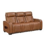 8344BRW-3PWHM Power Double Reclining Sofa with Center Drop-Down Cup Holders, Power Headrests,? Storage Arms(Top and Side) ,Cup holders, Reading Lights, Wireless Charger, Air Massage, Heat,? LED Lighting and Charging Ports - Image 2