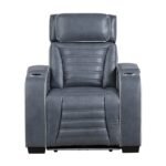 8344BUE-1PWHM Power Reclining Chair with Power Headrest, Cup holder, Storage Arms(Top and Side), Air Massage, Heat, LED Lighting and Charging Ports
