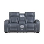 8344BUE-2PWHM Power Double Reclining Love Seat with Center Console, Power Headrests, Storage Arms(Top and Side) ,Cup Holders, Wireless speakers with Sub-Woofer, Air Massage, Heat, LED Lighting and Charging Ports