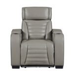 8344GRY-1PWHM Power Reclining Chair with Power Headrest, Cup holder, Storage Arms(Top and Side), Air Massage, Heat, LED Lighting and Charging Ports
