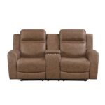 8347BRW-2 Double Reclining Love Seat with Center Console