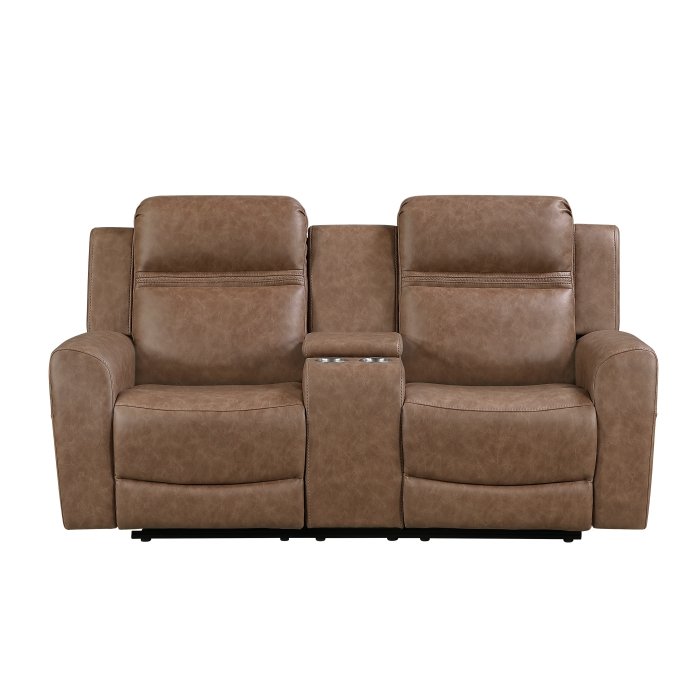8347BRW-2_noBG_front__l.jpg 8347BRW-2 Double Reclining Love Seat with Center Console - Image 1
