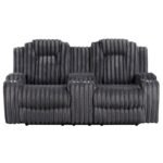 8348DGY-2 Double Reclining Love Seat with Center Console and Cup Holders