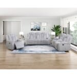 8348GRY-3 Double Reclining Sofa with Cup Holders - Image 8