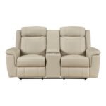 8379BEG-2 Double Reclining Love Seat with Center Console and Receptacles