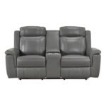 8379DGY-2 Double Reclining Love Seat with Center Console and Receptacles