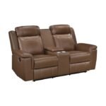 8379TBR-2 Double Reclining Love Seat with Center Console and Receptacles - Image 2