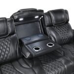 8449BK-3PWHM Power Double Reclining Sofa with Center Drop-Down Cup Holders, Power Headrests, Storage Arms with Cup holders, Reading Lights, Wireless Charger, Air Massage and Heat, LED Lighting and Charging Ports - Image 6