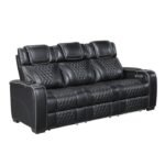 8449BK-3PWHM Power Double Reclining Sofa with Center Drop-Down Cup Holders, Power Headrests, Storage Arms with Cup holders, Reading Lights, Wireless Charger, Air Massage and Heat, LED Lighting and Charging Ports - Image 2