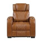 8449BR-1PWHM Power Reclining Chair with Power Headrest, Storage Arms with Cup Holders, Air Massage and Heat, LED Lighting and Charging Ports