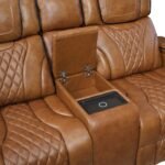 8449BR-2PWHM Power Double Reclining Love Seat with Center Console, Power Headrests, Storage Arms with Cup Holders, Wireless charger,  Air Massage and Heat, LED Lighting and Charging Ports - Image 6