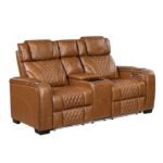 8449BR-2PWHM Power Double Reclining Love Seat with Center Console, Power Headrests, Storage Arms with Cup Holders, Wireless charger,  Air Massage and Heat, LED Lighting and Charging Ports - Image 2
